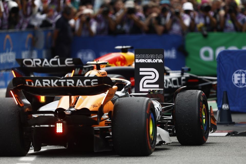 Lando Norris, McLaren MCL38 en Parc Ferme 