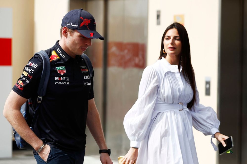 Max Verstappen, Red Bull Racing, arrives into the paddock with Kelly Piquet