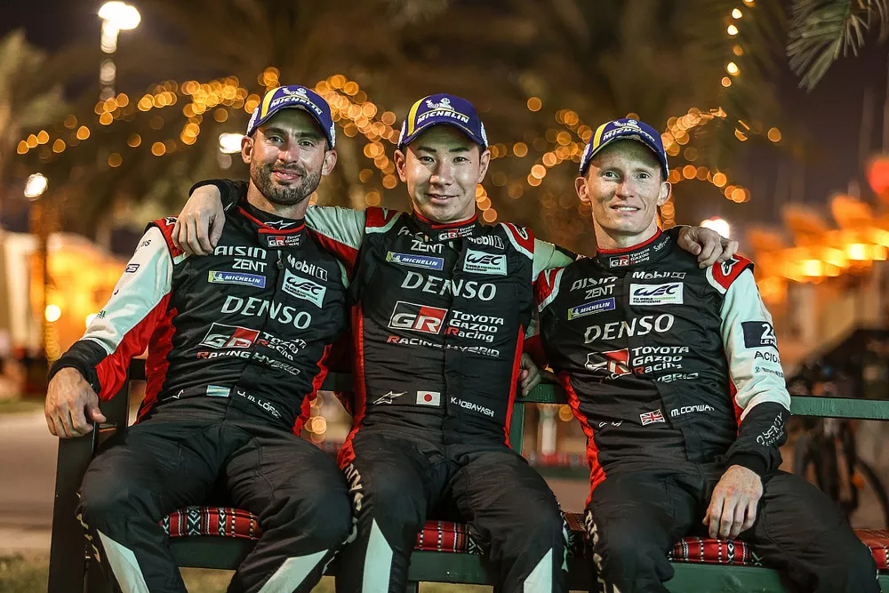 Race winner #7 Toyota Gazoo Racing Toyota GR010 - Hybrid: Mike Conway, Kamui Kobayashi, Jose Maria Lopez