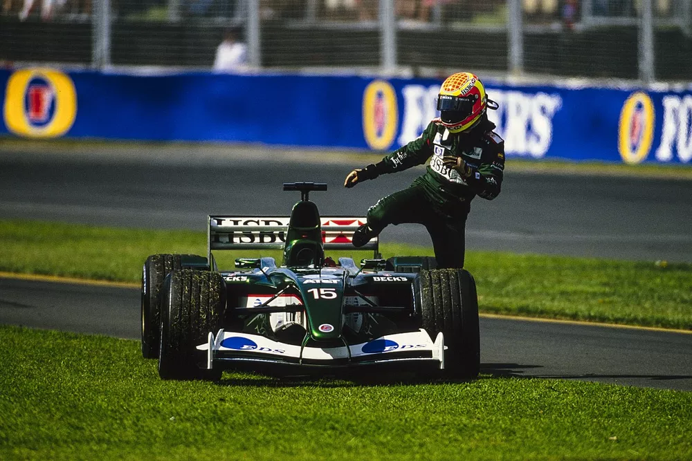 Ant&ocirc;nio Pizzonia gets out of his Jaguar R4 Cosworth