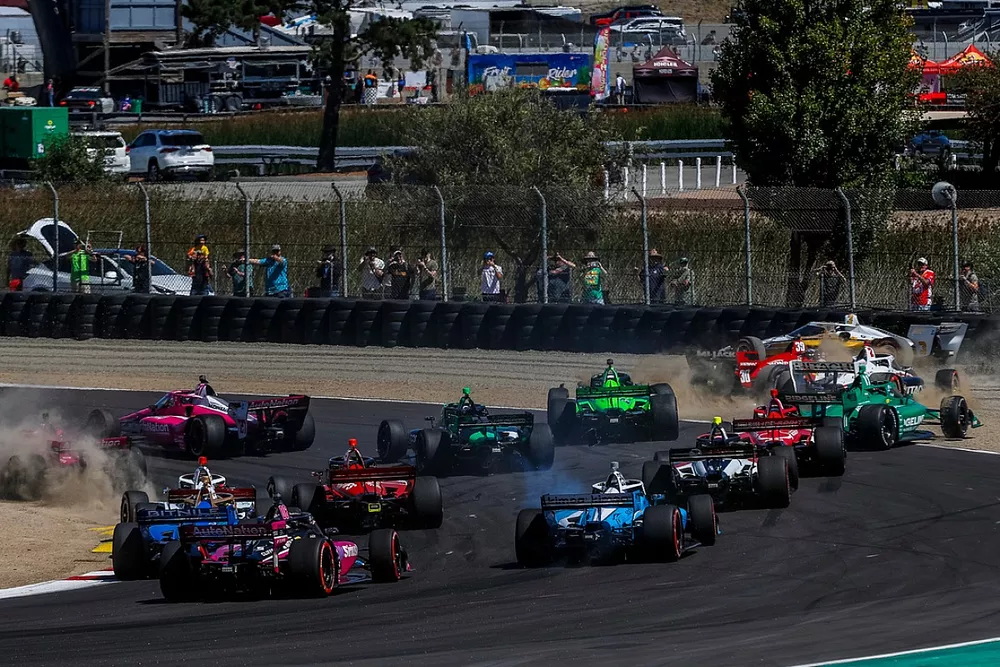 Scott McLaughlin, Team Penske Chevrolet, Juri Vips, Rahal Letterman Lanigan Racing Honda, Josef Newgarden, Team Penske Chevrolet, Graham Rahal, Rahal Letterman Lanigan Racing Honda, Marcus Armstrong, Chip Ganassi Racing Honda