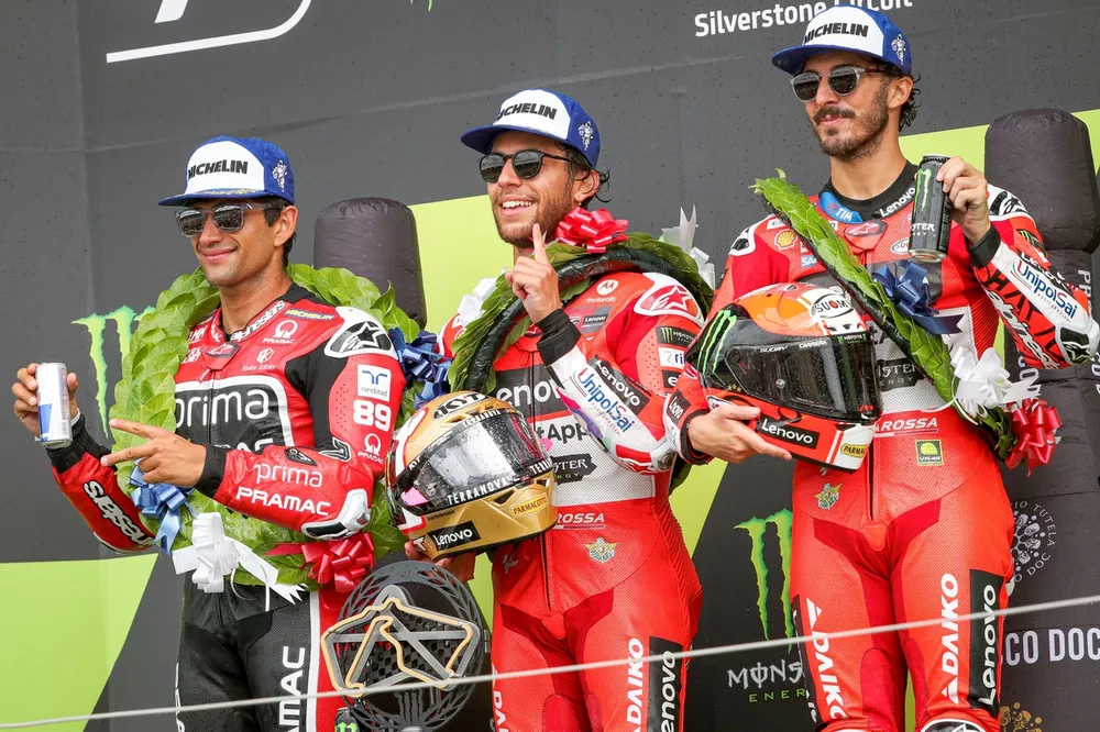 Francesco Bagnaia, Ducati Team, Enea Bastianini, Ducati Team, Jorge Martin, Pramac Racing