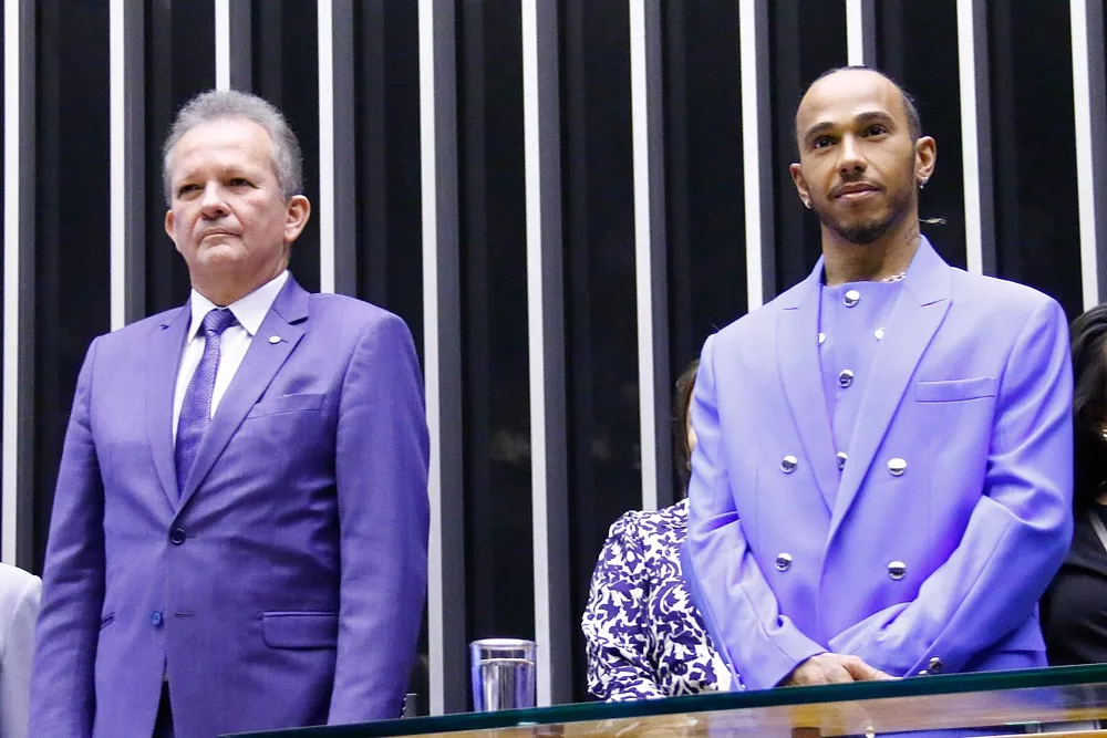 Andr&eacute; Figueiredo (diputado) y Lewis Hamilton