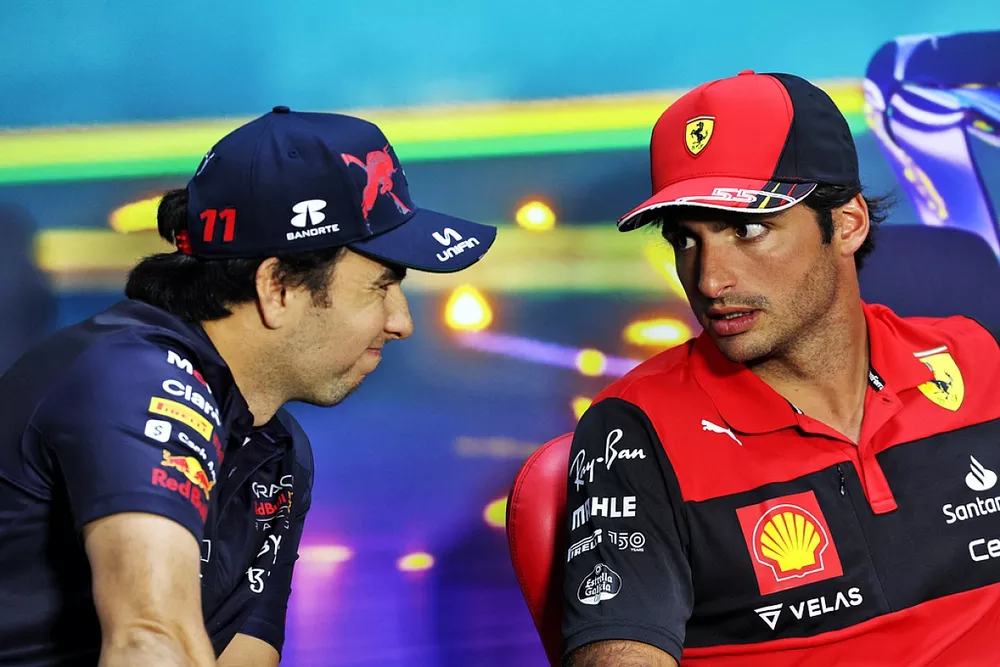 Sergio Perez, Red Bull Racing Carlos Sainz, Ferrari at Press Conference