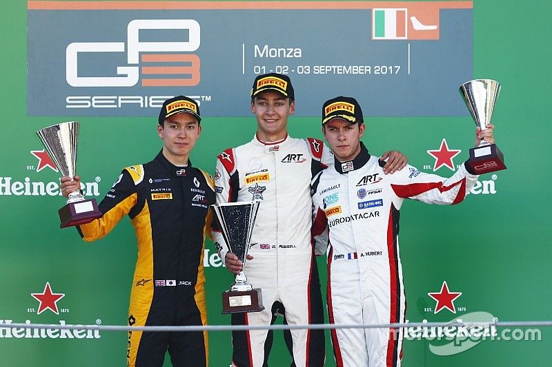 Podio: Jack Aitken, ART Grand Prix, George Russell, ART Grand Prix; Anthoine Hubert, ART Grand Prix