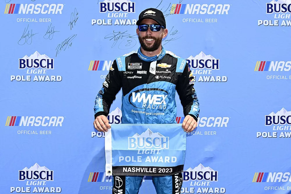 Pole sitter Ross Chastain, Trackhouse Racing, Chevrolet Camaro