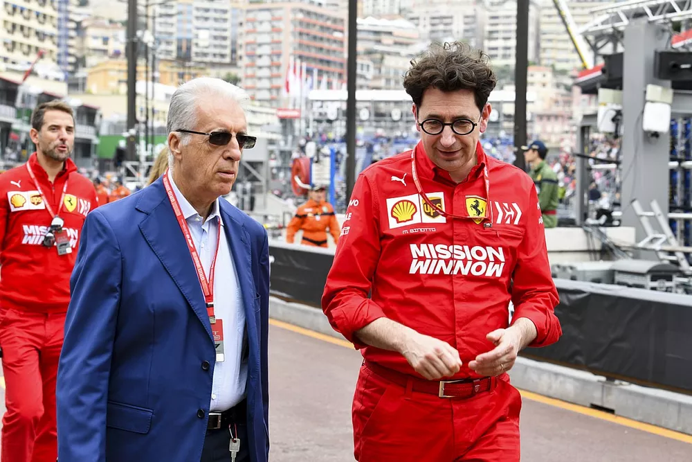 Piero Ferrari con Mattia Binotto, Team Principal Ferrari