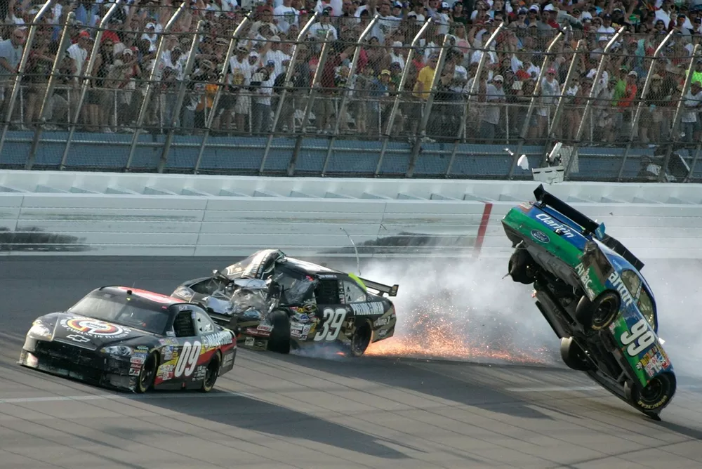 Brad Keselowski wins at Carl Edwards flips and Ryan Newman crashes