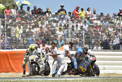 Chute de Jack Miller, Estrella Galicia 0,0 Marc VDS, et Alvaro Bautista, Aspar Racing Team