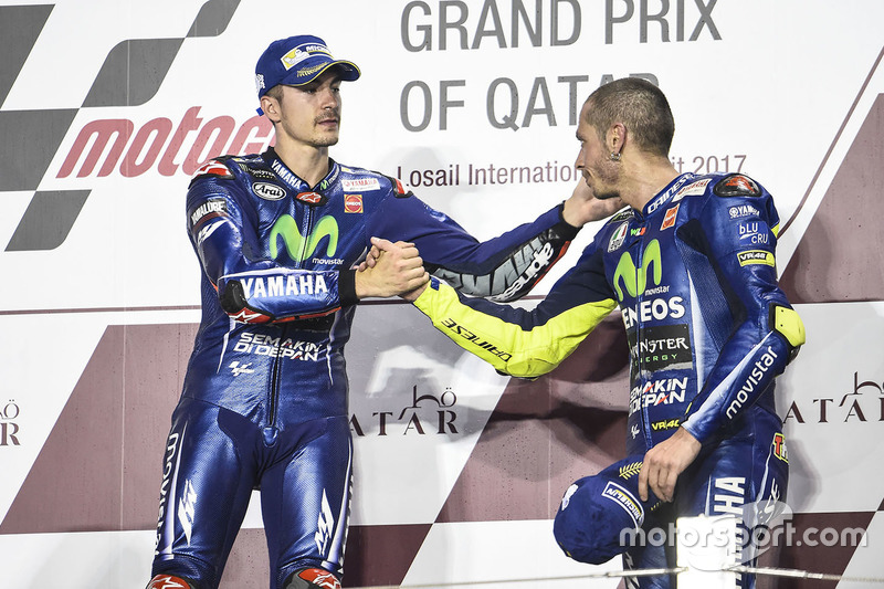 Podio: Maverick Viñales, Yamaha Factory Racing, Valentino Rossi, Yamaha Factory Racing