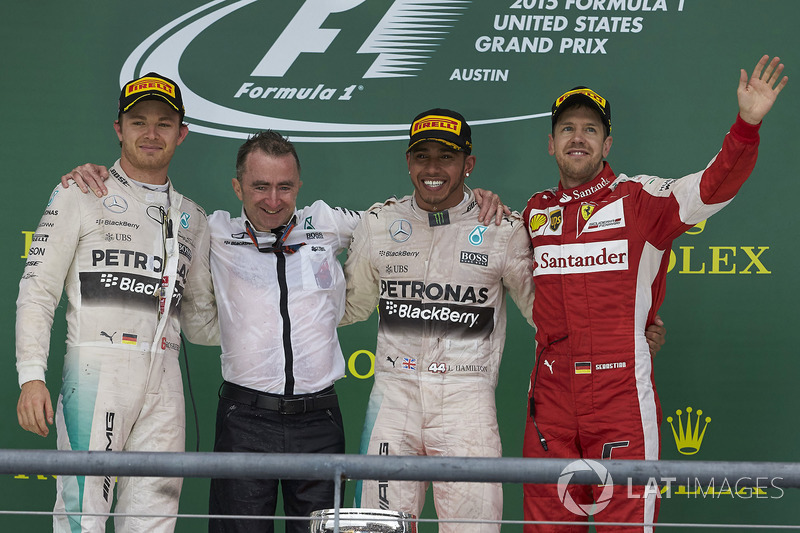 2015 : 1. Lewis Hamilton, 2. Nico Rosberg, 3. Sebastian Vettel