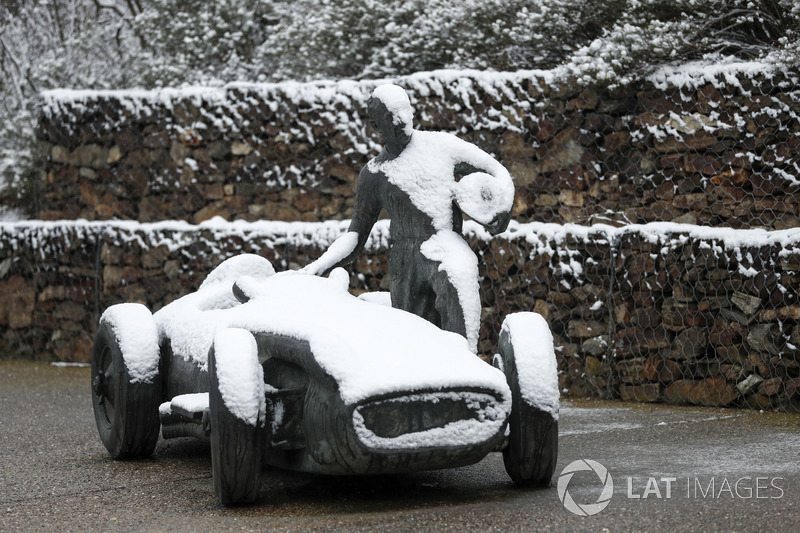 Snow covered statue at the circuit