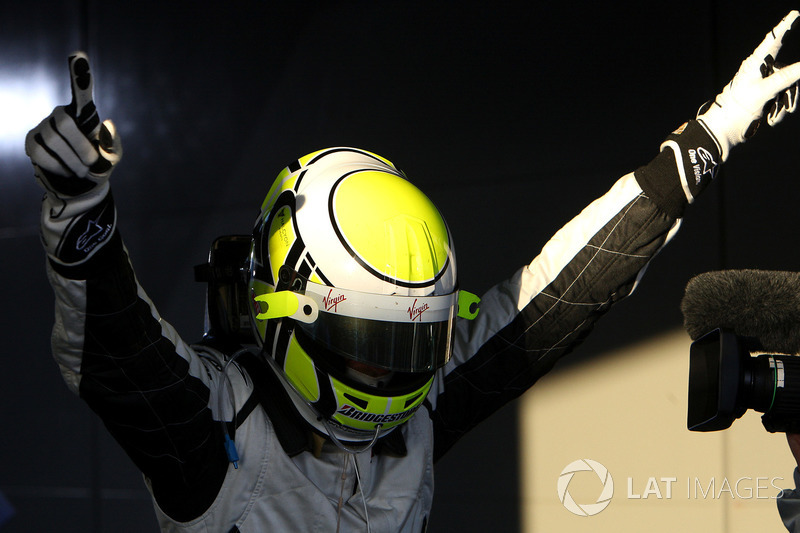 Winnaar Jenson Button, Brawn Grand Prix in parc ferme