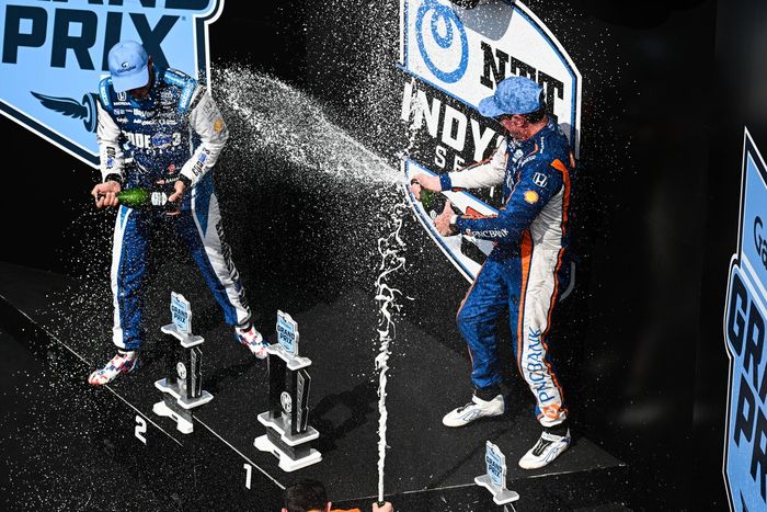 Scott Dixon, Chip Ganassi Racing Honda, Graham Rahal, Rahal Letterman Lanigan Racing Honda