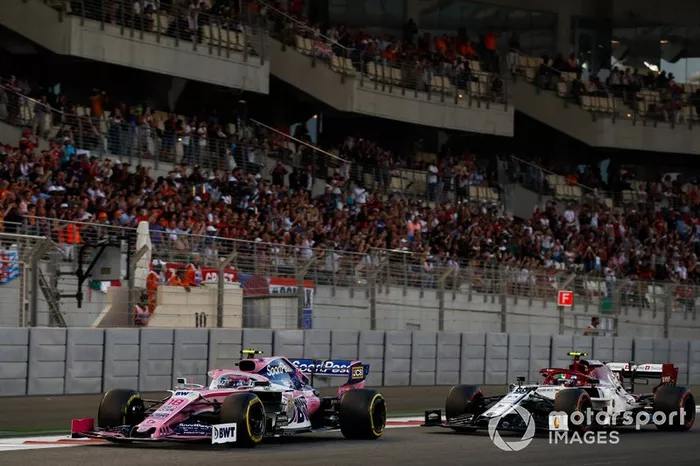 Lance Stroll, Racing Point RP19, Antonio Giovinazzi, Alfa Romeo Racing C38 