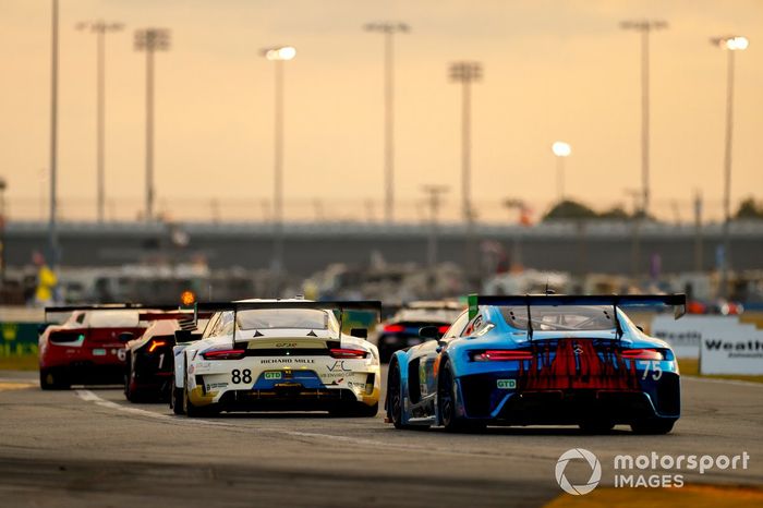 #88 Team Hardpoint EBM Porsche 911 GT3R, GTD: Earl Bamber, Rob Ferriol, Katherine Legge, Christina Nielsen, #75: Sun Energy 1 Mercedes-AMG GT3, GTD: Kenny Habul, Mikael Grenier, Raffaele Marciello, Luca Stolz