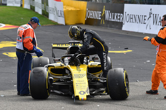 Nico Hulkenberg, Renault Sport F1 Team R.S. 18 crasht aan het begin van de race