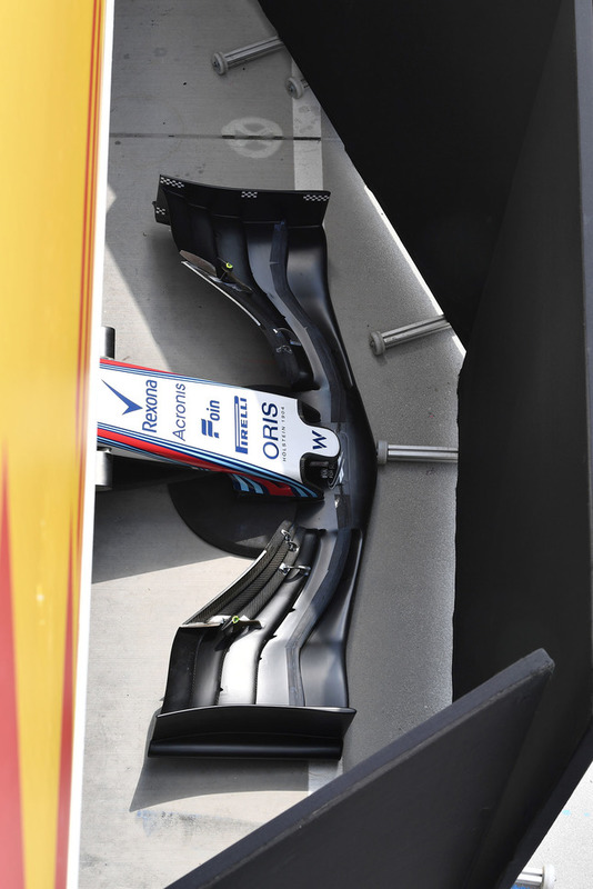 Detalles de la nariz y el ala delantera del Williams FW41