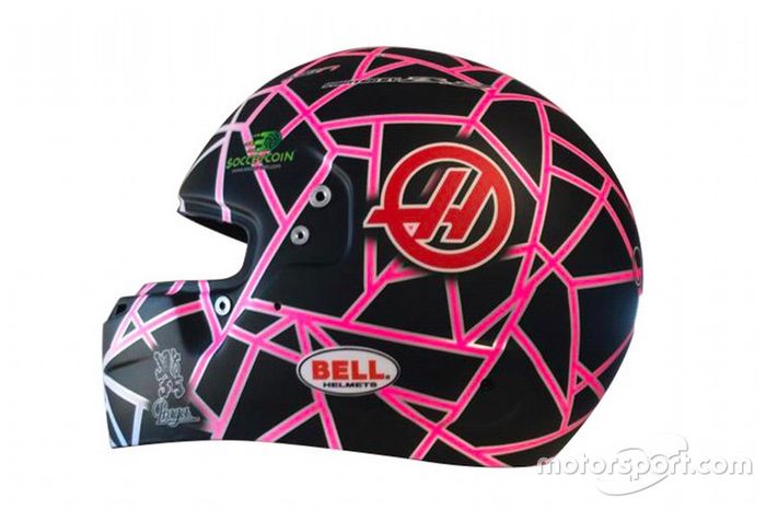 El casco de Romain Grosjean, Haas F1, para el GP de Francia