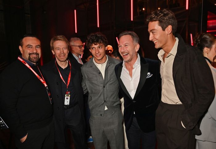 Kevin Weaver, Jerry Bruckheimer, Andrea Kimi Antonelli, Mercedes, Director de Red Bull Racing, Christian Horner, Team Principal, Red Bull Racing, George Russell, Mercedes