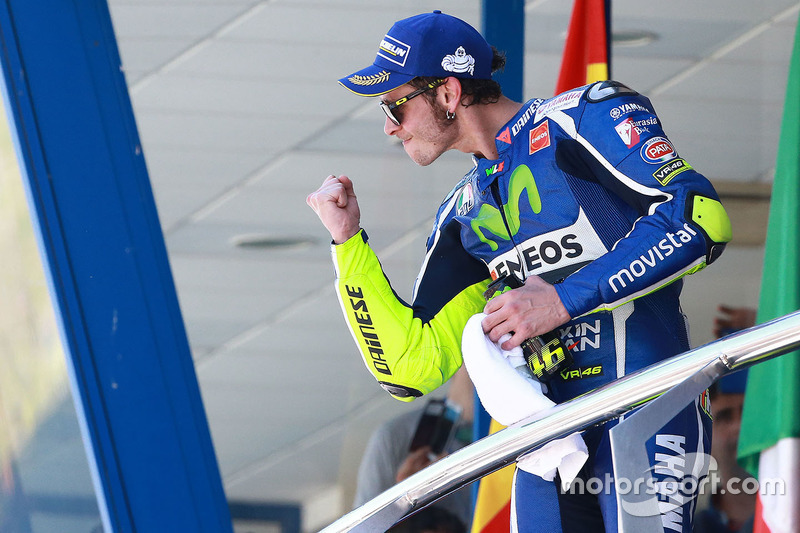 Il podio: il vincitore Valentino Rossi, Yamaha Factory Racing