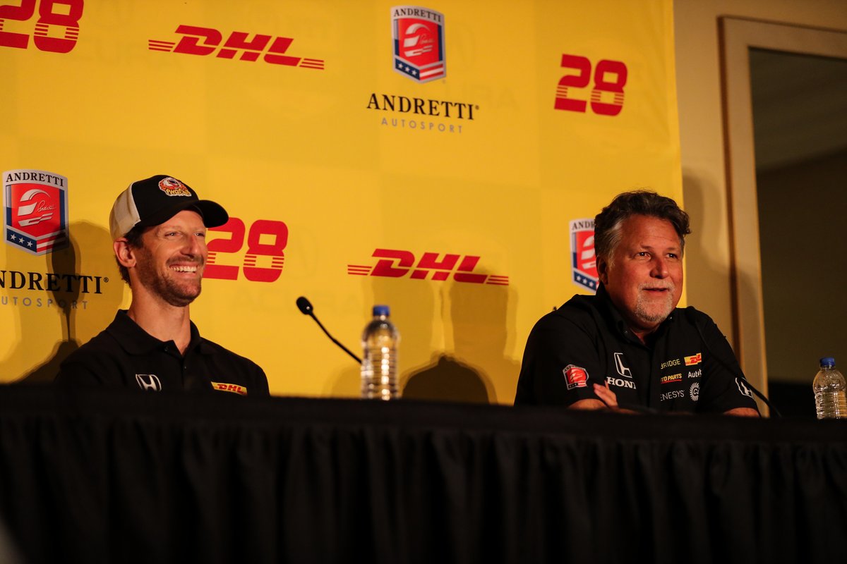 Romain Grosjean and Michael Andretti during 2022 driver announcement