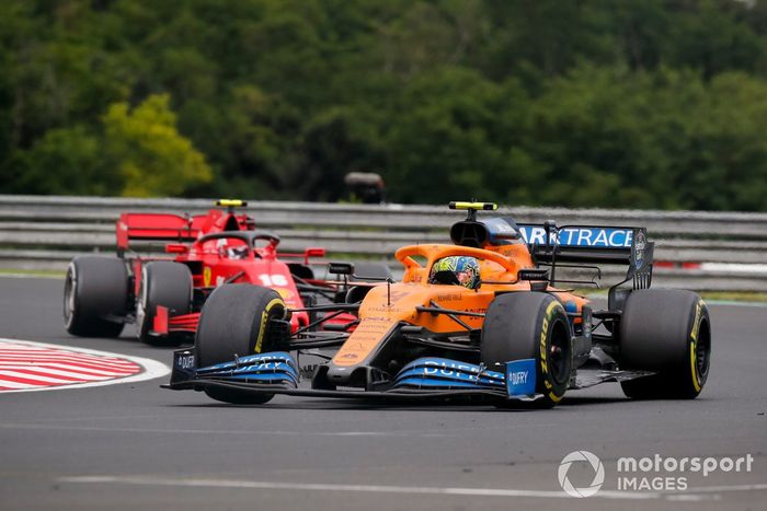 Lando Norris, McLaren MCL35, Charles Leclerc, Ferrari SF1000