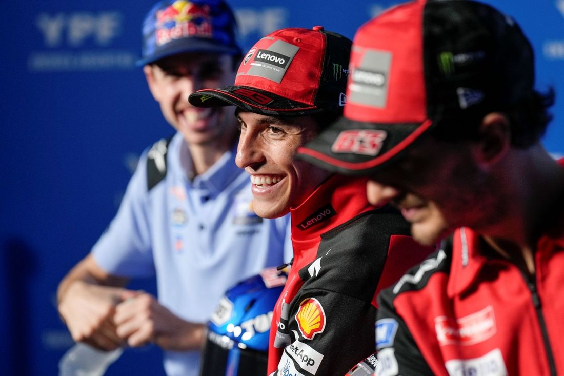 Marc Marquez, Ducati Team, Francesco Bagnaia, Ducati Team, Alex Marquez, Gresini Racing