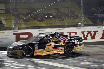 Brad Keselowski, Team Penske, Ford Fusion Miller Genuine Draft celebrates his win
