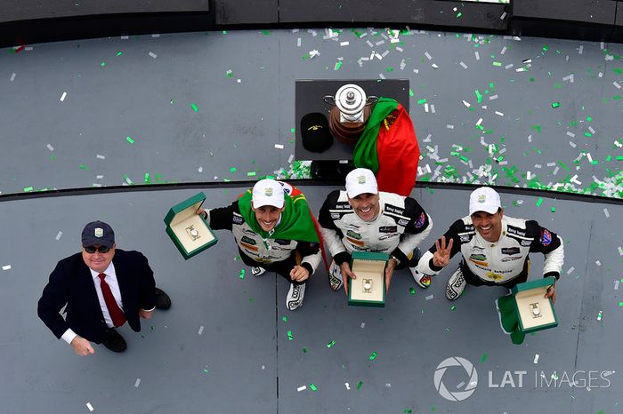 #5 Action Express Racing Cadillac DPi, P: Joao Barbosa, Christian Fittipaldi, Filipe Albuquerque, celebrate the win in victory lane with Rolex watches