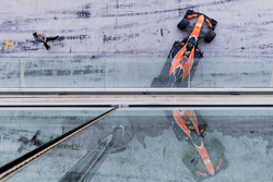 Lando Norris, McLaren MCL32, exits his pit garage