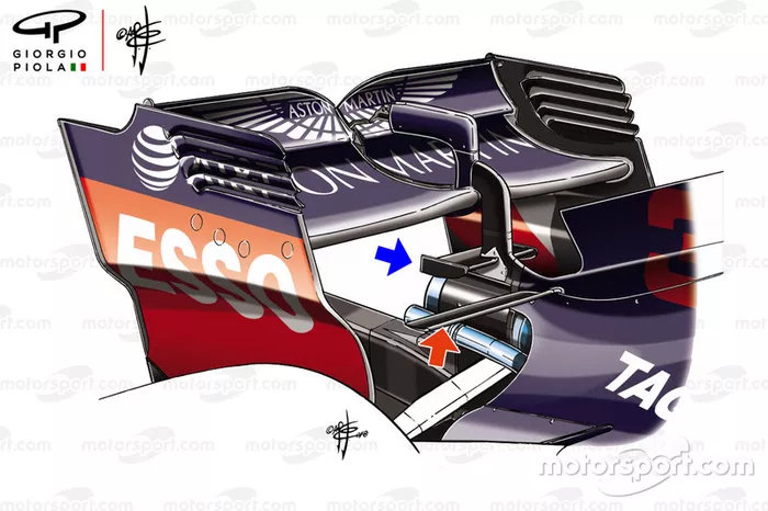 Red Bull RB14 rear wing monkey seat