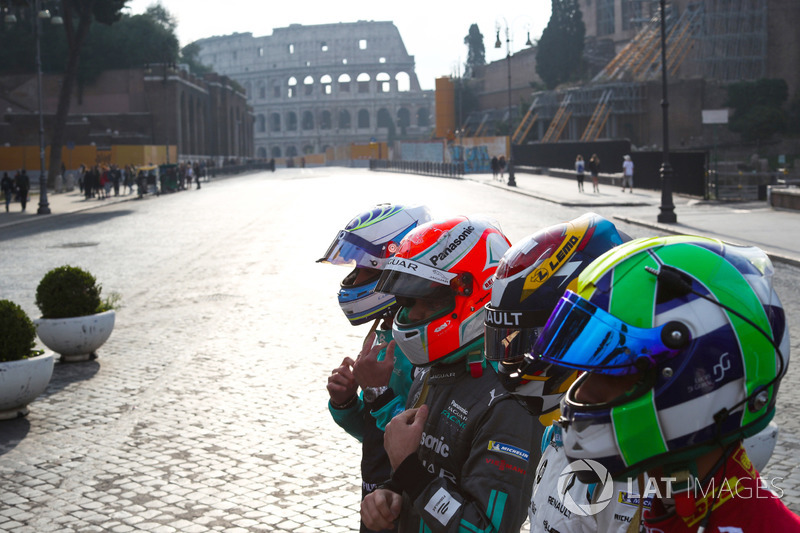 Lucas Di Grassi, Audi Sport ABT Schaeffler, Sebastien Buemi, Renault e.Dams, Nelson Piquet Jr., Jaguar Racing and Luca Filippi, NIO Formula E Team