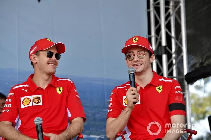 Sebastian Vettel, Ferrari y Charles Leclerc, Ferrari