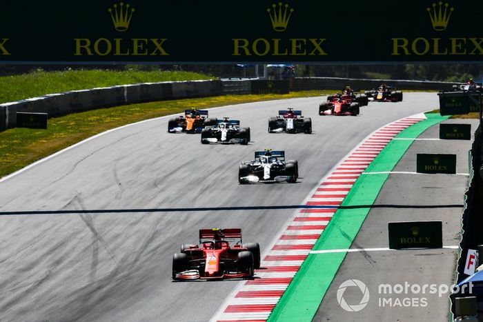 Charles Leclerc, Ferrari SF90, Valtteri Bottas, Mercedes AMG W10, Lewis Hamilton, Mercedes AMG F1 W10, Lando Norris, McLaren MCL34, Kimi Raikkonen, Alfa Romeo Racing C38, Sebastian Vettel, Ferrari SF90