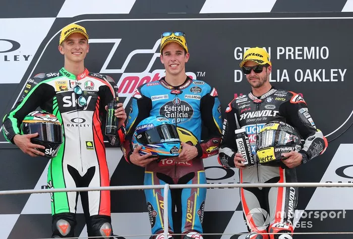 Podio: il vincitore della gara Alex Marquez, Marc VDS Racing, secondo posto Luca Marini, Sky Racing Team VR46, VD Straten, terzo posto Thomas Luthi, Intact GP