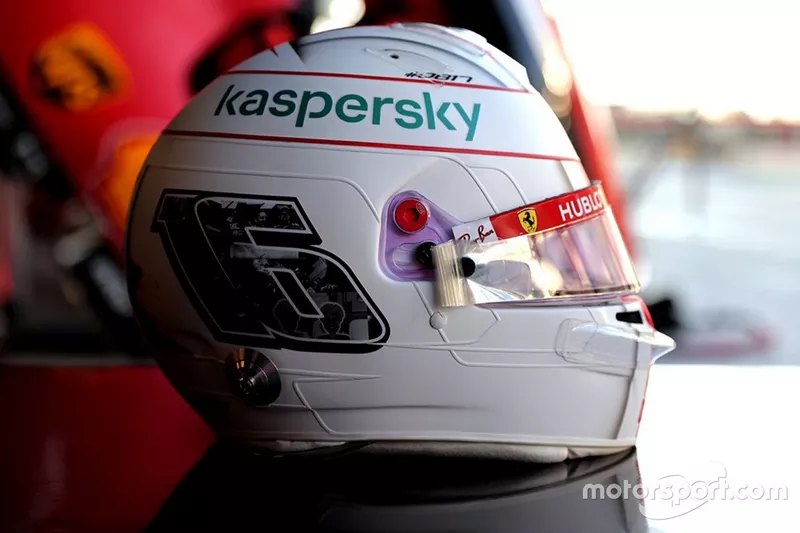 Helmet of Charles Leclerc, Ferrari for the last race of 2020