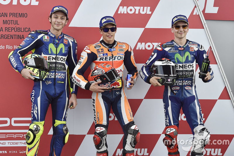 Polesitter Marc Marquez, 2. Valentino Rossi, 3. Jorge Lorenzo