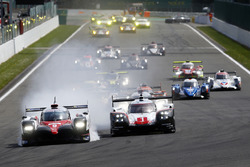 #1 Porsche Team Porsche 919 Hybrid: Neel Jani, Andre Lotterer, Nick Tandy, #9 Toyota Gazoo Racing Toyota TS050 Hybrid: Stéphane Sarrazin, Yuji Kunimoto, Nicolas Lapierre