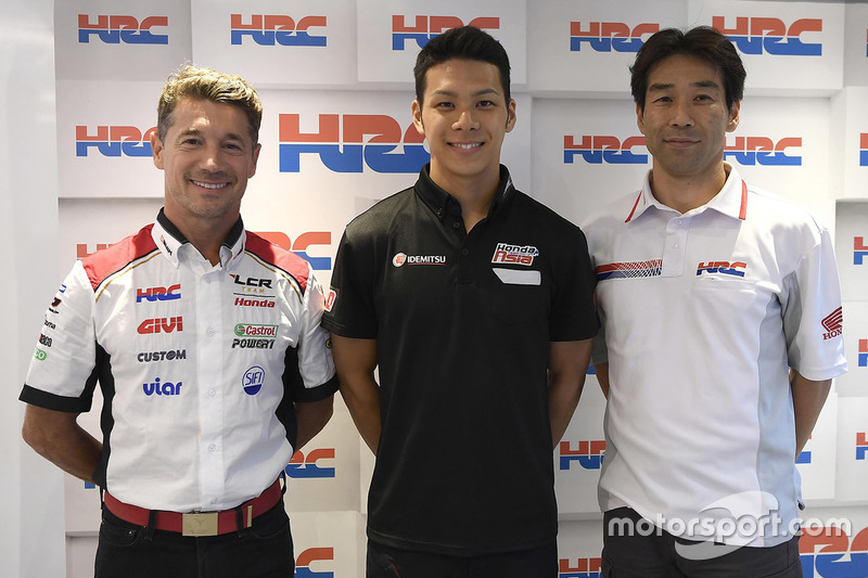 Lucio Cecchinello, LCR Honda Team Principal, Takaaki Nakagami, Tetsuhiro Kuwata, HCR Director
