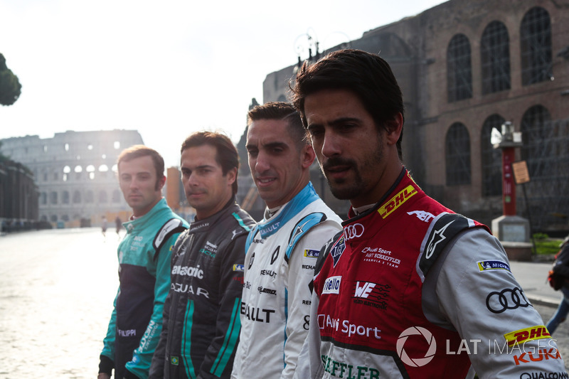 Lucas Di Grassi, Audi Sport ABT Schaeffler, Sebastien Buemi, Renault e.Dams, Nelson Piquet Jr., Jaguar Racing et Luca Filippi, NIO Formula E Team