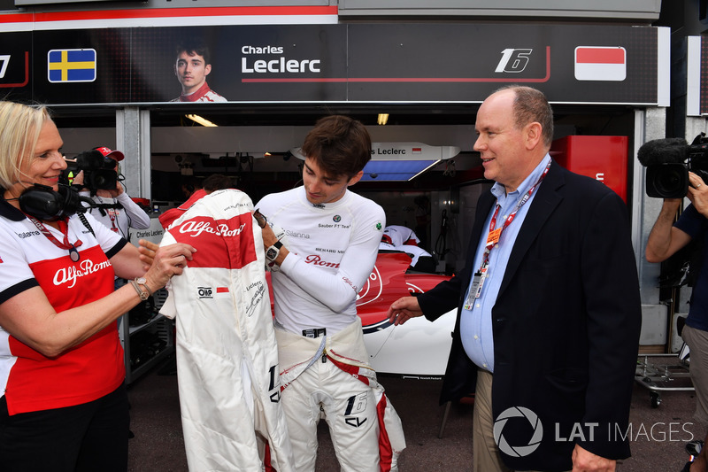 Charles Leclerc, Sauber and HSH Prince Albert of Monaco