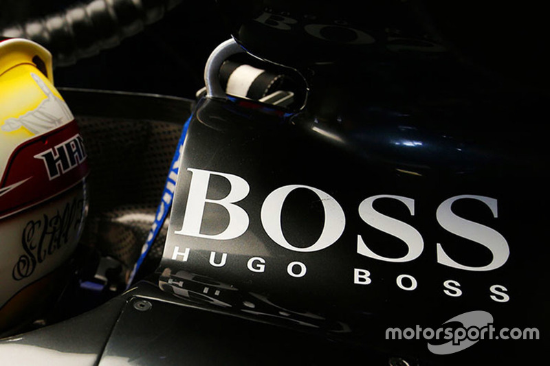 Hugo Boss logo on Lewis Hamilton, Mercedes AMG F1 car