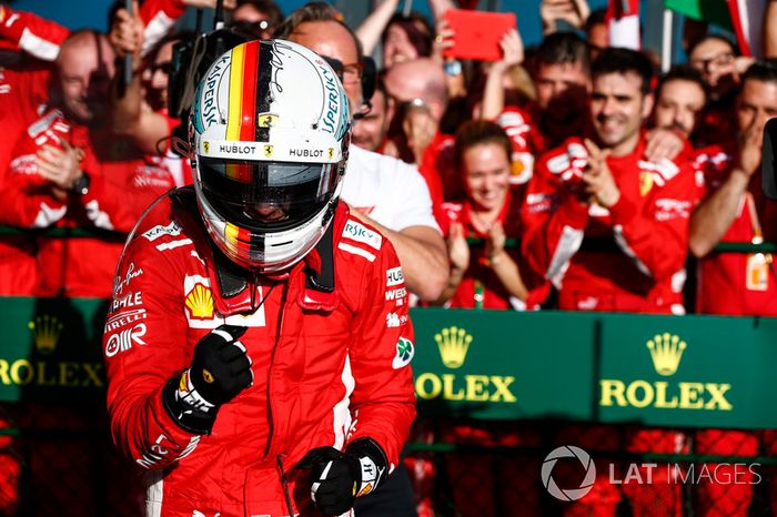 Sebastian Vettel, Ferrari celebra en Parc Ferme