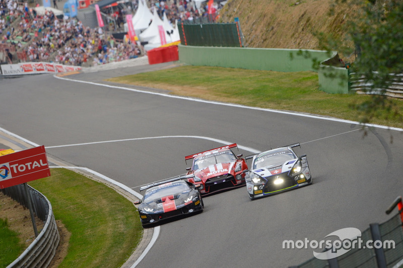 #67 GDL Racing Lamborghini Super Trofeo: Andrew Haryanto, Andres Josephsohn, Beniamino Caccia, Sarah Bovy, #23 GT SPORT MOTUL Team RJN Nissan GT-R Nismo GT3: Lucas Ordonez, Alex Buncombe, Matt Parry, #14 Emil Frey Lexus Racing Lexus RC F GT3: Christian Klien, Albert Costa, Marco Seefried