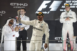Podium: second place Lewis Hamilton, Mercedes AMG F1