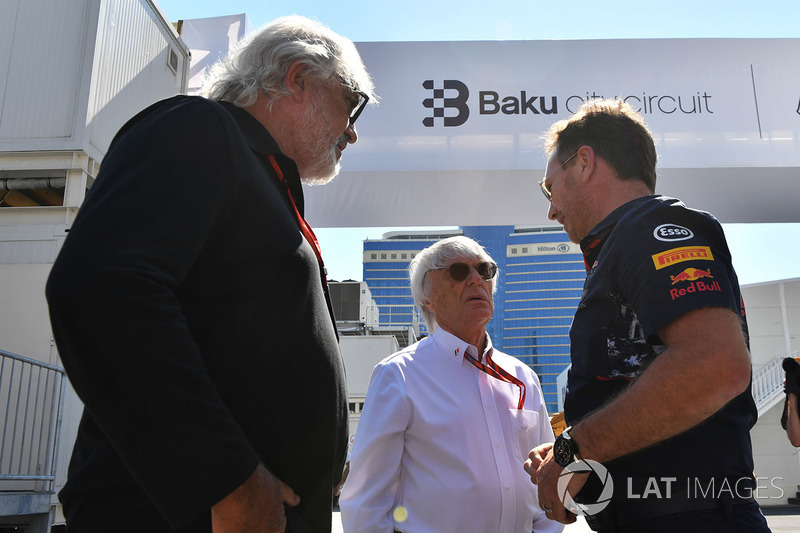 Flavio Briatore, Bernie Ecclestone, Christian Horner, Red Bull Racing Team Principal