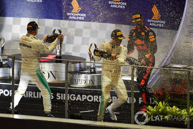 Podium: race winner Lewis Hamilton, Mercedes AMG F1, second place Daniel Ricciardo, Red Bull Racing, third place Valtteri Bottas, Mercedes AMG F1