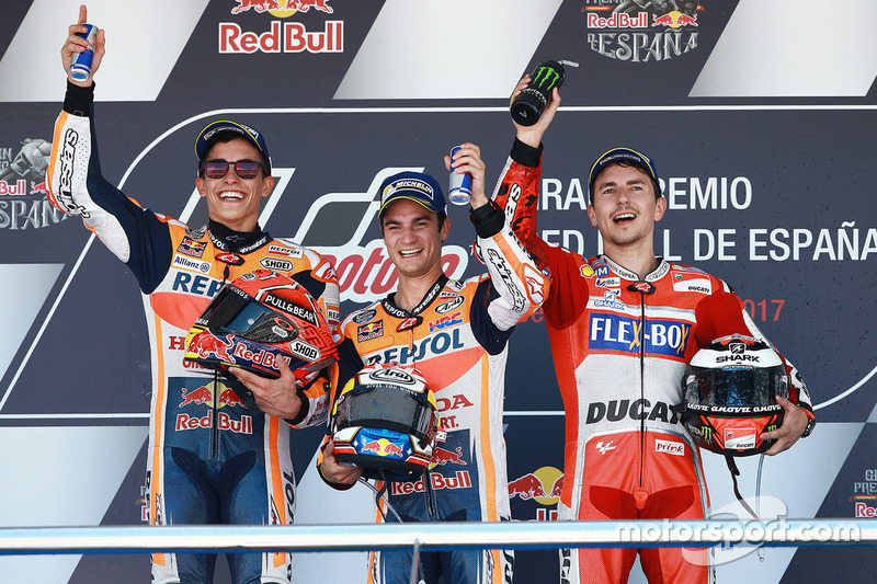 Podium: Race winner Dani Pedrosa, Repsol Honda Team, second place Marc Marquez, Repsol Honda Team, t