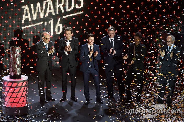 Carmelo Ezpeleta, CEO Dorna Sports, Valentino Rossi, Yamaha Factory Racing, Marc Marquez, Repsol Honda Team, Jorge Lorenzo, Yamaha Factory Racing